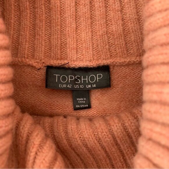 Topshop Chunky Knit Turtleneck Sweater Long Sleeve Oversized Cozy Pink US 10 - Picture 6 of 8